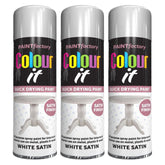 3X Paint Factory White Satin Spray Paint 250ml Spray Paint